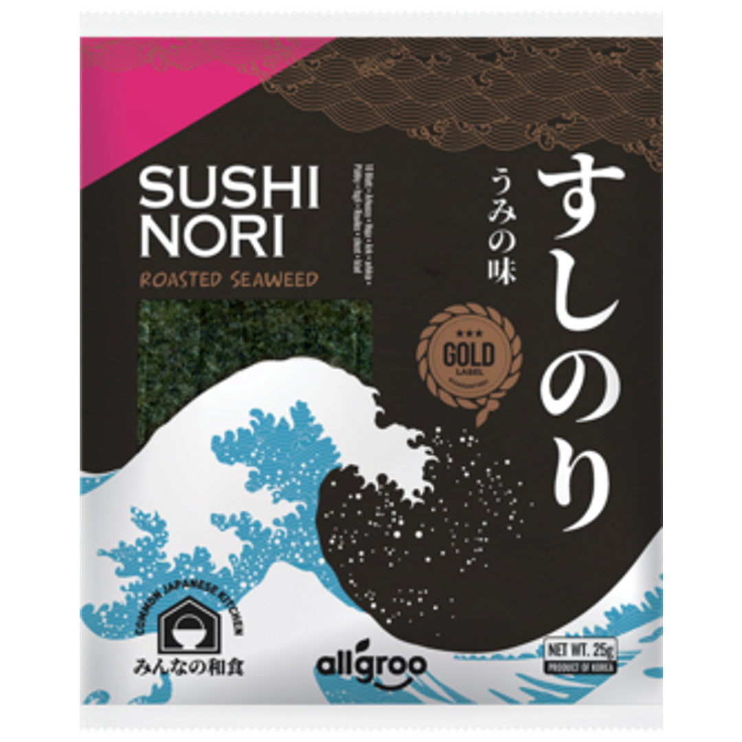 Sushi Nori (Skrudinti jūros dumbliai) ALLGROO, 10 lakštų, 25 g